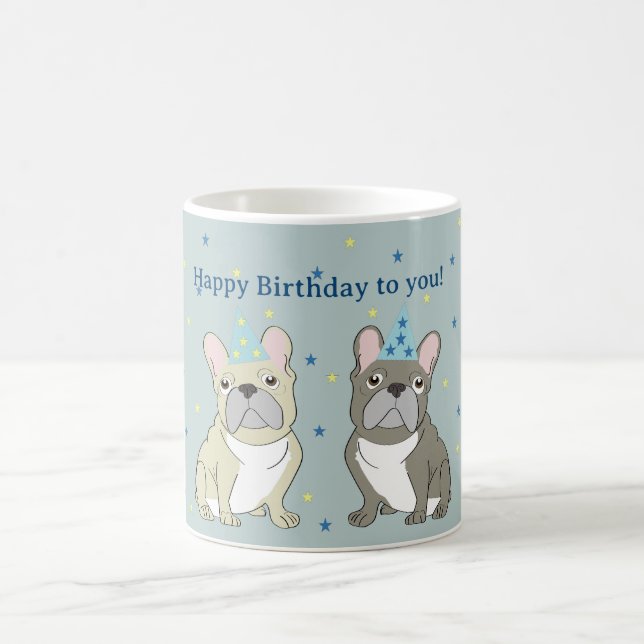 Mug Joyeux anniversaire Français, bouledogue (Centre)