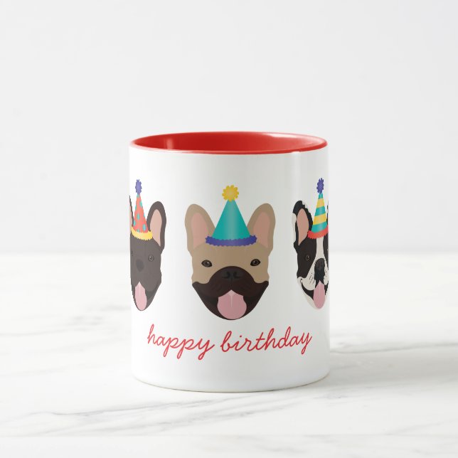Mug Joyeux anniversaire français Bulldog Party Casquet (Centre)