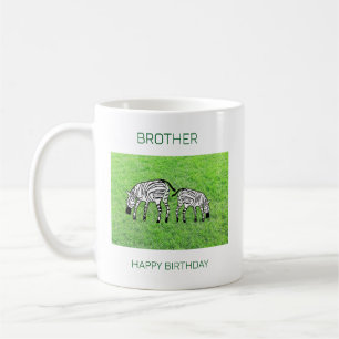 Mug Joyeux Anniversaire Frère, mignons et joyeux zèbre