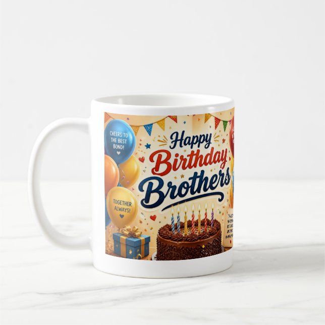 Mug Joyeux Anniversaire Frères Célébration (Gauche)