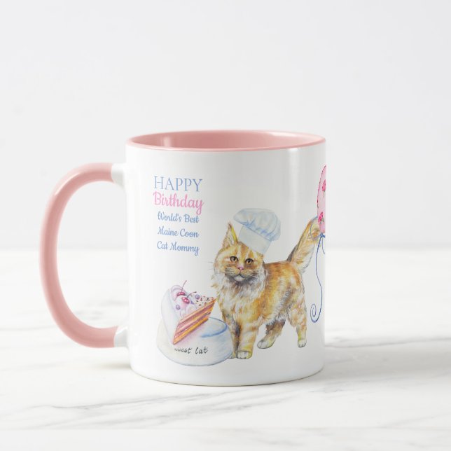 Mug Joyeux anniversaire Maine Coon Chat Maman - Person (Gauche)