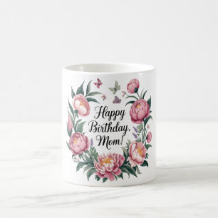 Mug Joyeux Anniversaire Maman Dessin Floral 