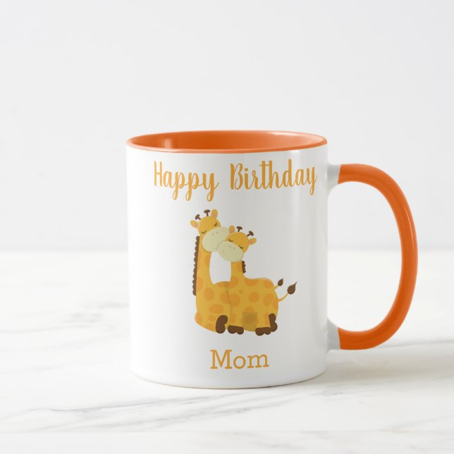 Mug Joyeux anniversaire maman Giraffe et bébé (Droite)