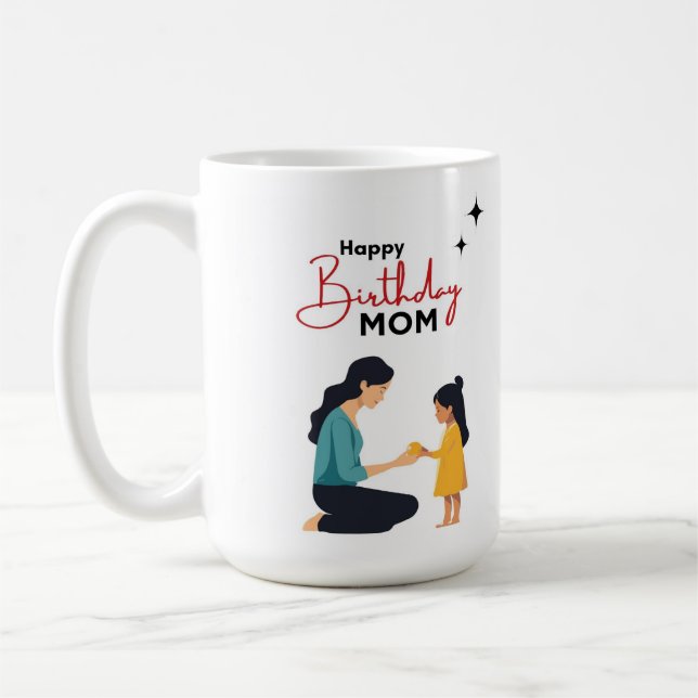 Mug Joyeux Anniversaire Maman Illustration Mignonne Mè (Gauche)