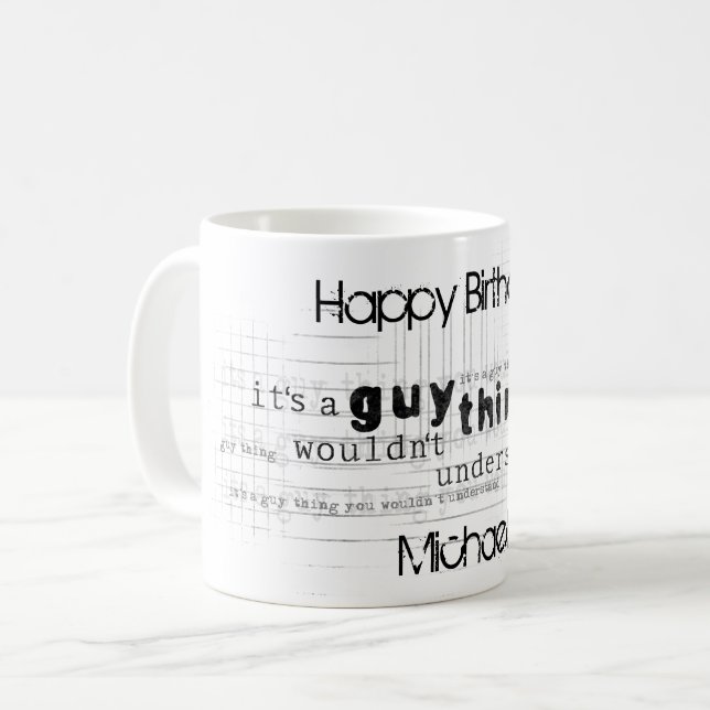 Mug Joyeux anniversaire masculin personnalisé pour lui (Devant gauche)