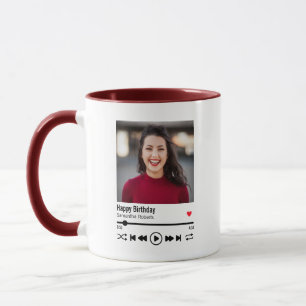 Mug Joyeux Anniversaire moderne Photo Nom personnalis