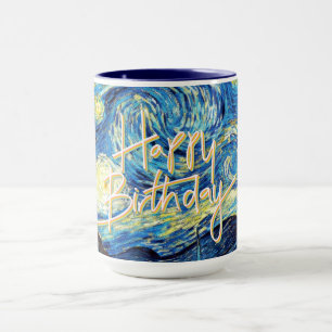 Mug Joyeux Anniversaire, Nuit étoilée Beaux-Arts,