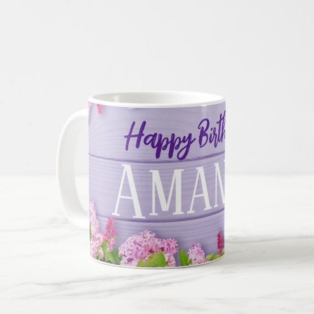 Mug Joyeux anniversaire ou autre célébration avec nom (Devant gauche)