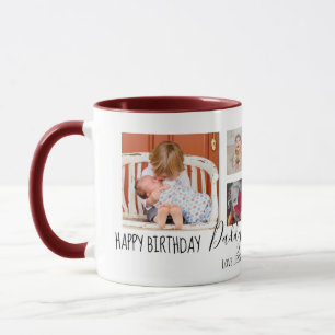 Mug Joyeux Anniversaire Papa 6 Photo Collage blanc
