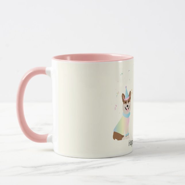 Mug Joyeux Anniversaire Pembroke Welsh Corgi Chiens (Gauche)