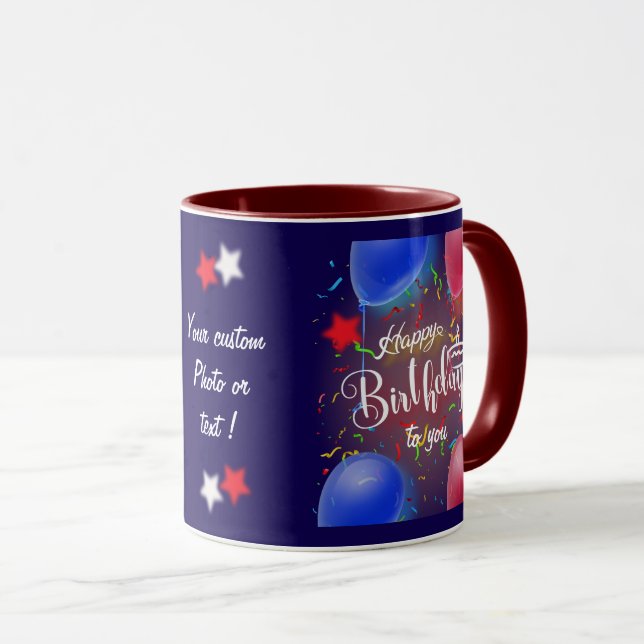 Mug Joyeux anniversaire personnalisez Dark Gift (Devant droit)
