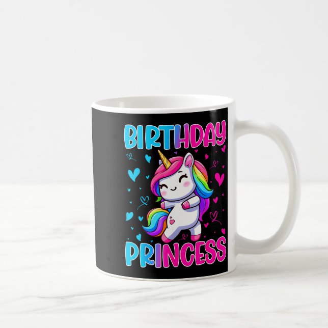 Mug Joyeux Anniversaire Princesse Licorne Cœur Arc-en- (Droite)
