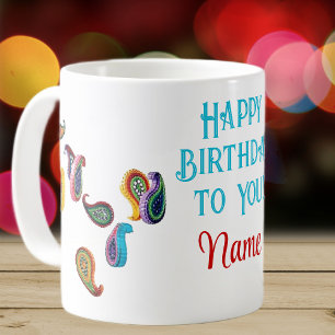 Mug Joyeux Anniversaire Quilled Paisleys, 11 oz de caf
