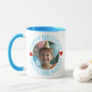 Mug Joyeux Anniversaire Rond de Photo Personnalisé C