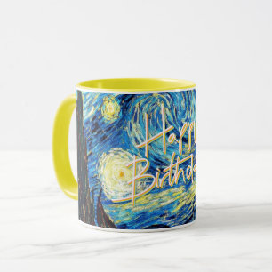 Mug Joyeux anniversaire, Starry Night art,