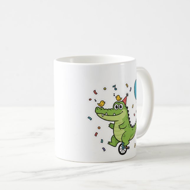 Mug Joyeux Anniversaire Thème Cartoon Cirque Crocodile (Devant droit)