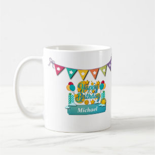 Mug Joyeux Anniversaire Train Avec Vœux Animaux Mignon