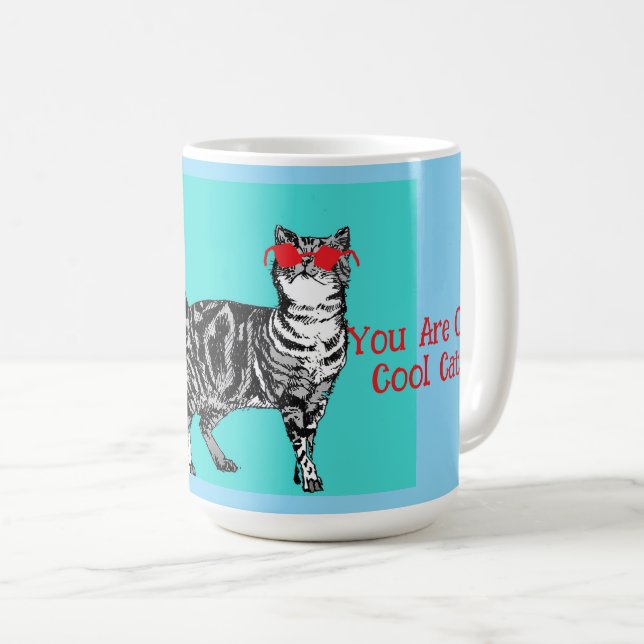 Mug Joyeux anniversaire Vous Cool Tabby Chat Mens Mari (Devant droit)