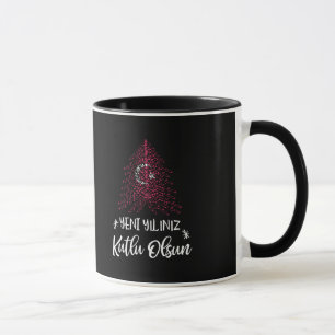 Mug Joyeux arbre de Noël du Nouvel An avec drapeau tur
