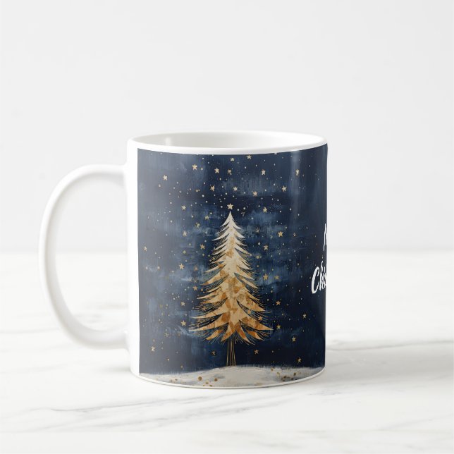 Mug Joyeux arbre d'or de Noël (Gauche)