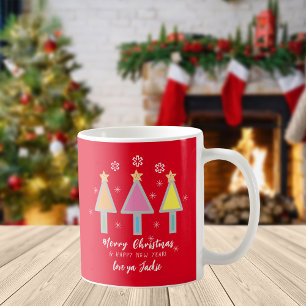 Mug Joyeux Arbres de Noël Art Nom Cool moderne