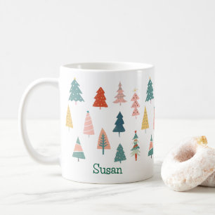 Mug Joyeux arbres de Noël Joyeux Noël Vacances Émeraud