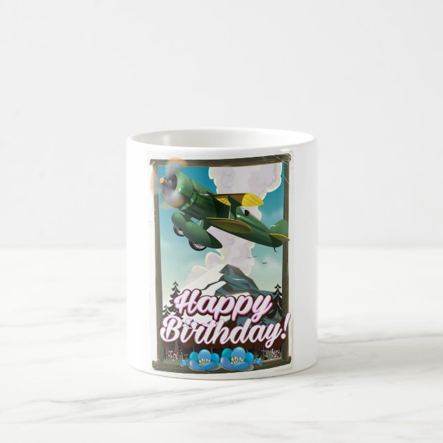Mug Joyeux avion vintage anniversaire ! (Centre)