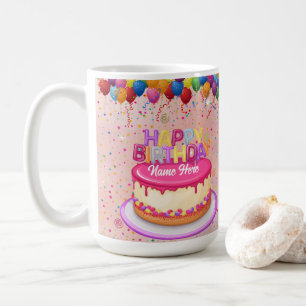 Mug Joyeux Balcon et Confetti au gâteau d'anniversaire