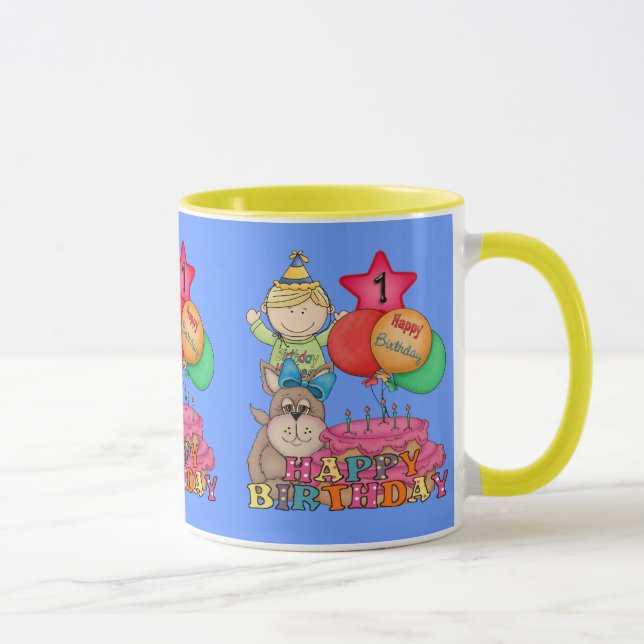 Mug Joyeux Ballons d'anniversaire garçon 1 an (Droite)