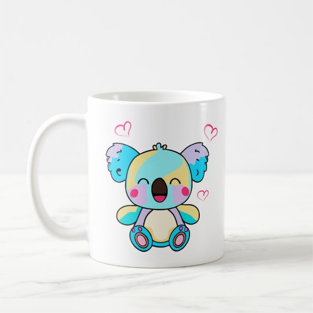 Mug Joyeux bébé koala souriant ours avec coeur d'amour (Gauche)