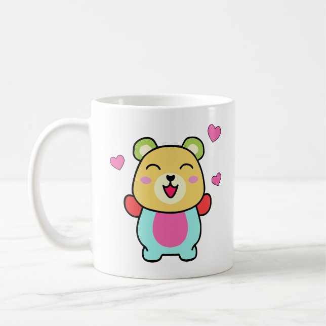 Mug Joyeux bébé ours en peluche souriant avec coeur d' (Gauche)