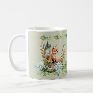 Mug Joyeux boisé Floral renard aquarelle couleur moisi
