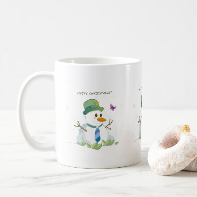 Mug Joyeux bonhomme de neige de Noël (Avec donut)