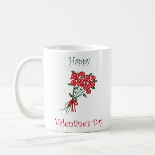 Mug Joyeux Bouquet De Fleurs Rouges Du Jour Des Valent