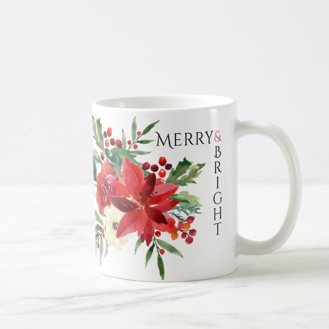 Mug Joyeux Bright Elegant Poinsettia Floral Noël (Droite)