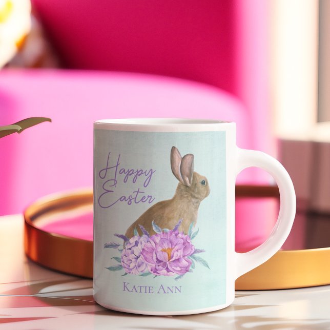 Mug Joyeux Bunny de Pâques Beau Pastel Floral Custom (Créateur téléchargé)