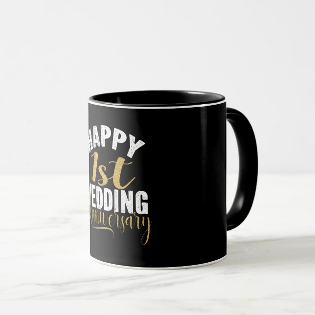 Mug Joyeux cadeau de couple marié pour le 1er Mariage  (Devant droit)