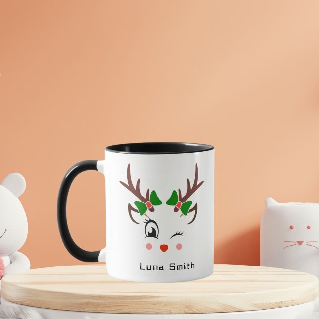 Mug Joyeux cadeau de Noël mignonne cerf face au café n (Créateur téléchargé)