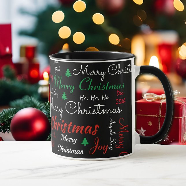 Mug Joyeux café de Noël Black Red Gift Cup cacao (Créateur téléchargé)