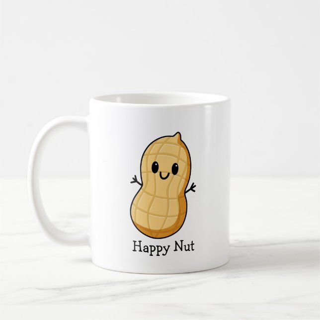 Mug Joyeux caricature de cacahuète Kawaii - Nut souria (Gauche)