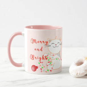 Mug Joyeux Chat Jouer Avec Lumière LED   Noël mignon