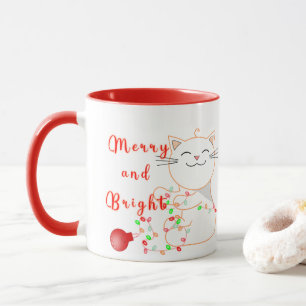 Mug Joyeux Chat Jouer Avec Lumière LED Noël mignon