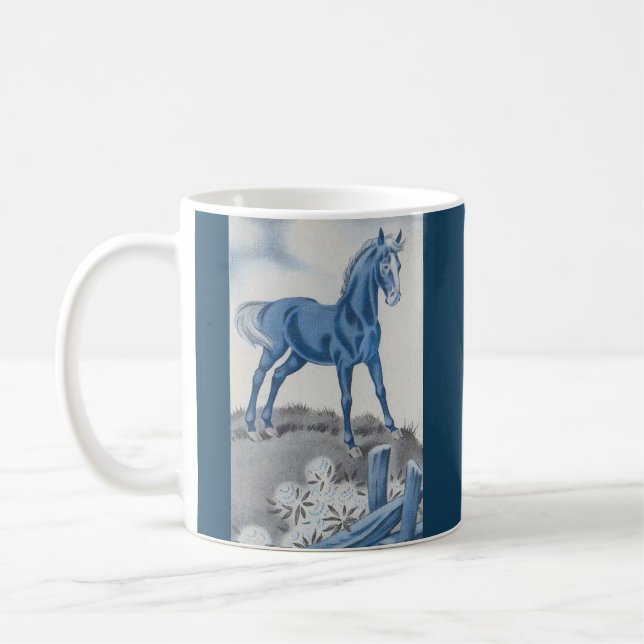 Mug joyeux cheval en bleu (Gauche)