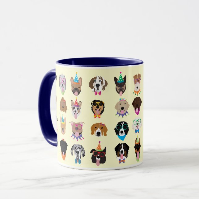 Mug Joyeux Chien d'Anniversaire Face À Des Animaux Vai (Devant gauche)