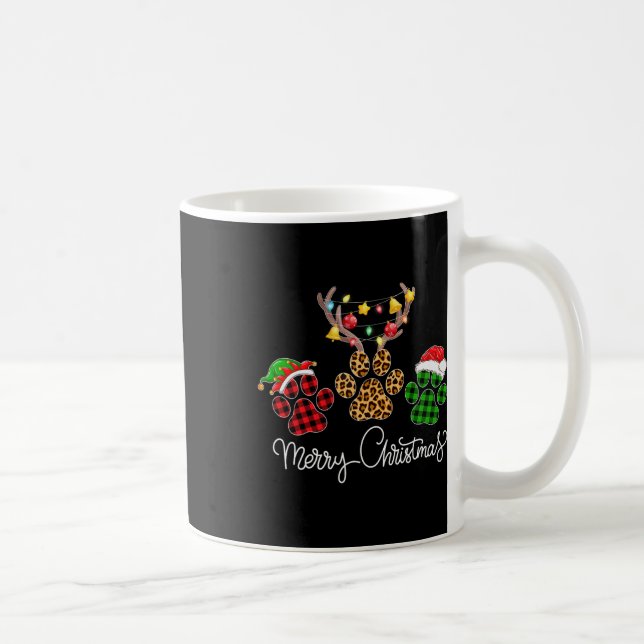 Mug Joyeux Chien De Noël Paws Éclairage Buffalo Plaid  (Droite)