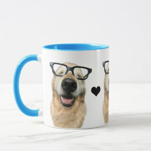 Mug Joyeux chien d'or retriever dans les lunettes Nerd