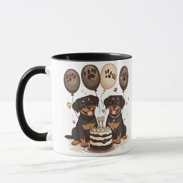 Mug Joyeux chien Rottweiler d'anniversaire (Gauche)