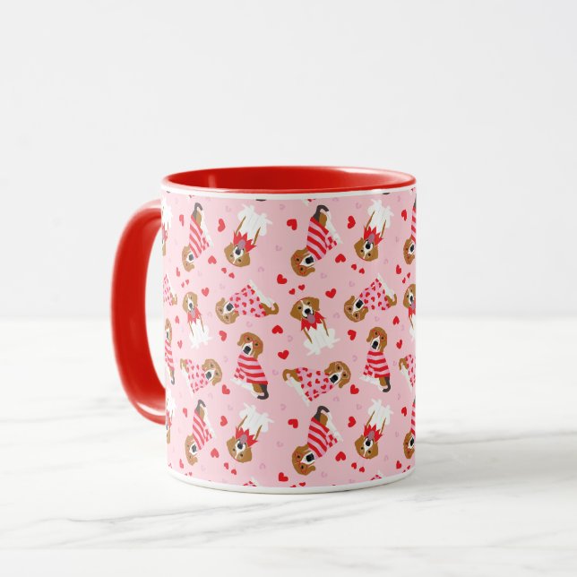 Mug Joyeux Chiens Beagles de la fête des Valentines (Devant gauche)