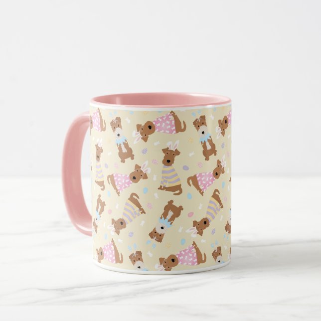 Mug Joyeux Chiens de Terrier gallois de Pâques (Devant gauche)