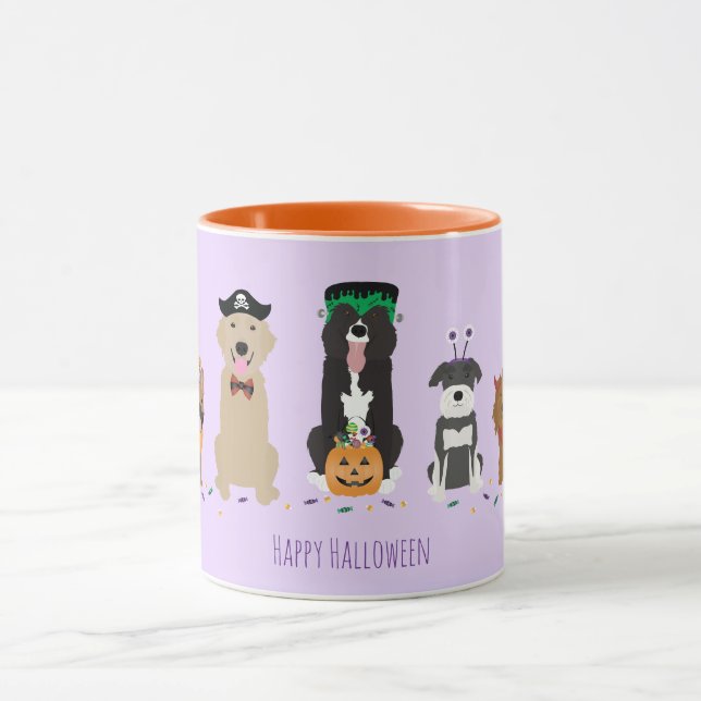 Mug Joyeux Chiens d'Halloween violet (Centre)